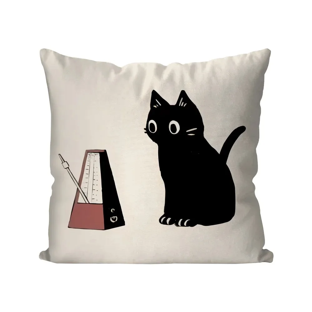 Декоративная наволочка с мультяшным принтом черного кота, постельные принадлежности, домашняя декоративная подушка, наволочка