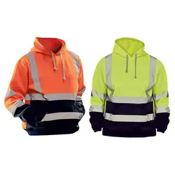 Sweat à capuche Hi Vis pour homme avec poche, sweat-shirt avec cordon de serrage de proximité, travaux de construction en bord de route, urgence