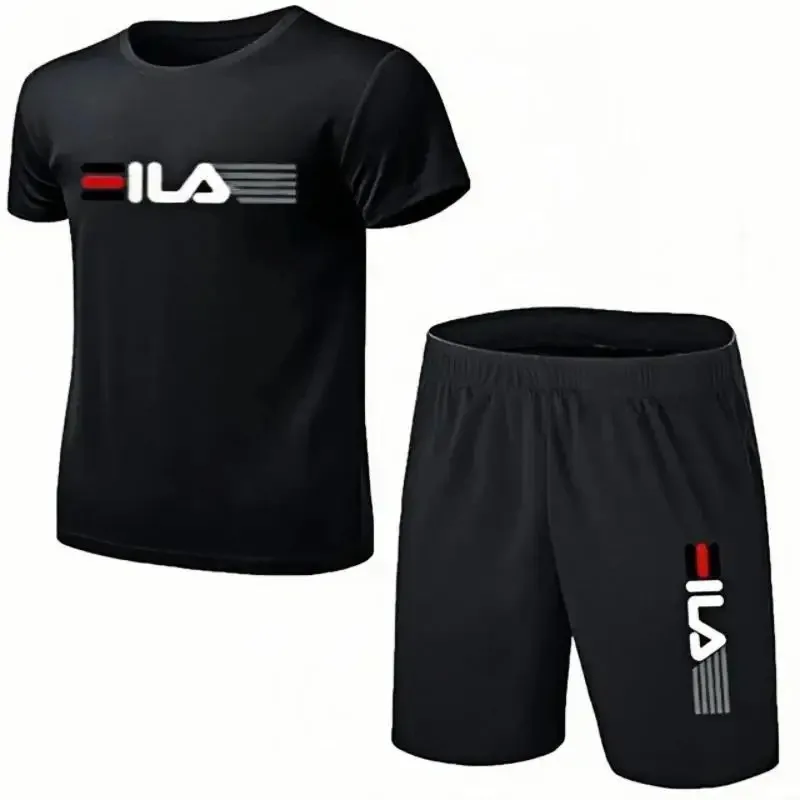 

Summer Men's Fashion Simple Fitness Two-piece Oversized Fashion Short Sleeve And Shorts Sets Size Casual Sportswear Men's Suit