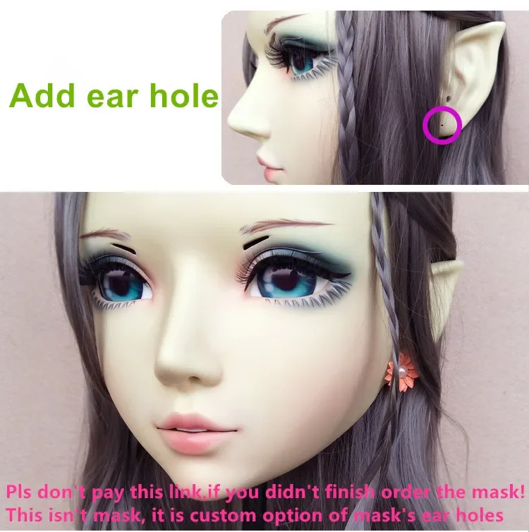 (DM107) Resin Girl Japan Anime Kigurumi Cosplay Mask BJD Crossdressing Customize Ear Hole