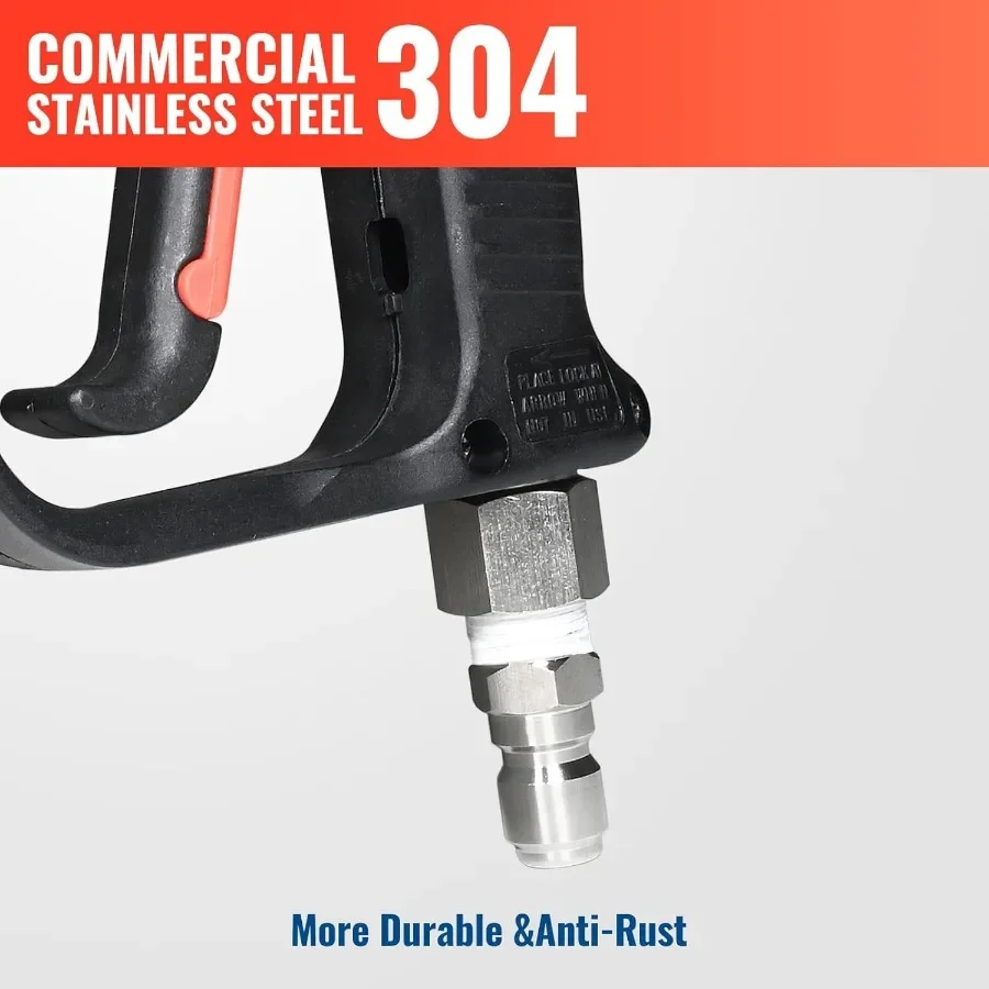 Alat Semprot Tekanan Tinggi YAMATIC Short Gun 5000 PSI Baja Tahan Karat 3/8 Swivel Plug M2214mm Coupler Power Washer Stubby Trigger Handle