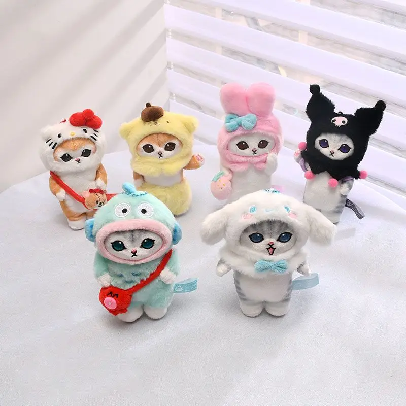 Simpatico cartone animato Kuromi Hello Kitty My Melody Cinnamoroll peluche Simpatico squalo gatto bambola divertente portachiavi ciondolo decorativo regalo per ragazza