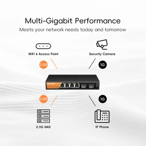 6 -port keepLink 6 -door -Multigigabit -Switch 2,5 GB RJ45 und 2 Ports 10G SFP + Plug and Play NICHT verwaltet 8 Hauptverkaufsschalter Gigabit 4 Türen - №2