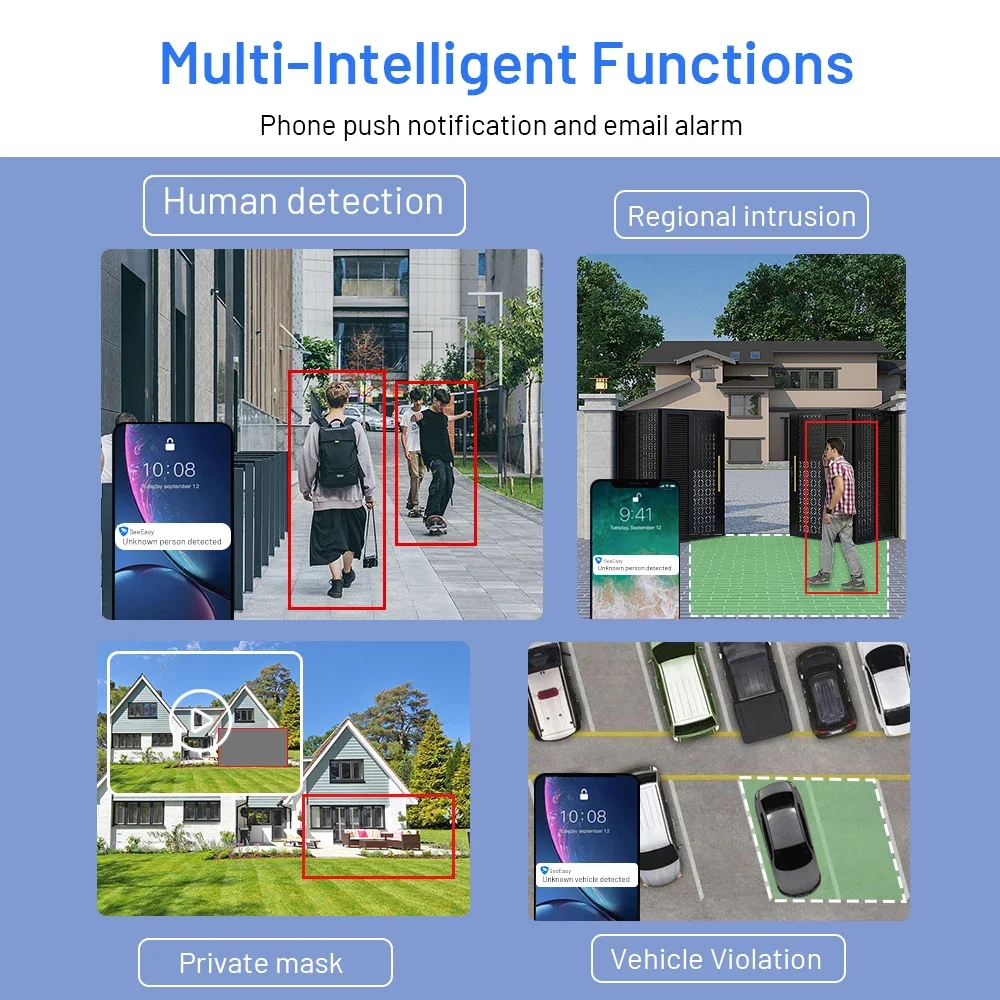 2025 Nuovo sistema di telecamere di sicurezza Blacklight Telecamera bullet esterna 16ch 4K 8MP POE NVR Kit di videosorveglianza audio video a colori 24/7