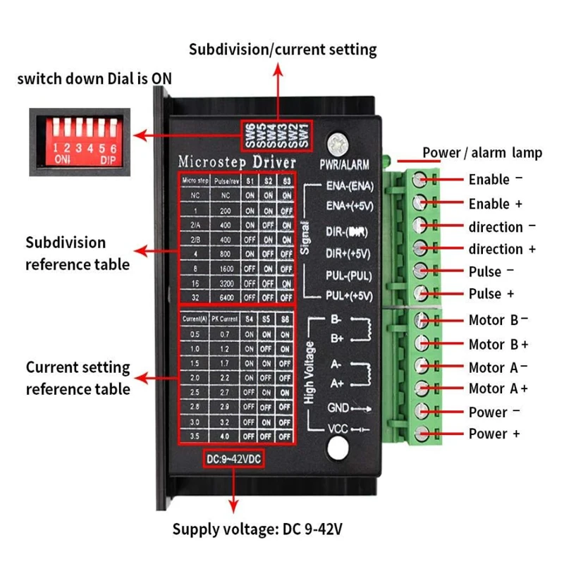 Stepper Motor Driver TB6600 4A 9-42V Nema 17 Stepper Motor Driver CNC Controller Single Axes Phase Hybrid Stepper Motor for CNC