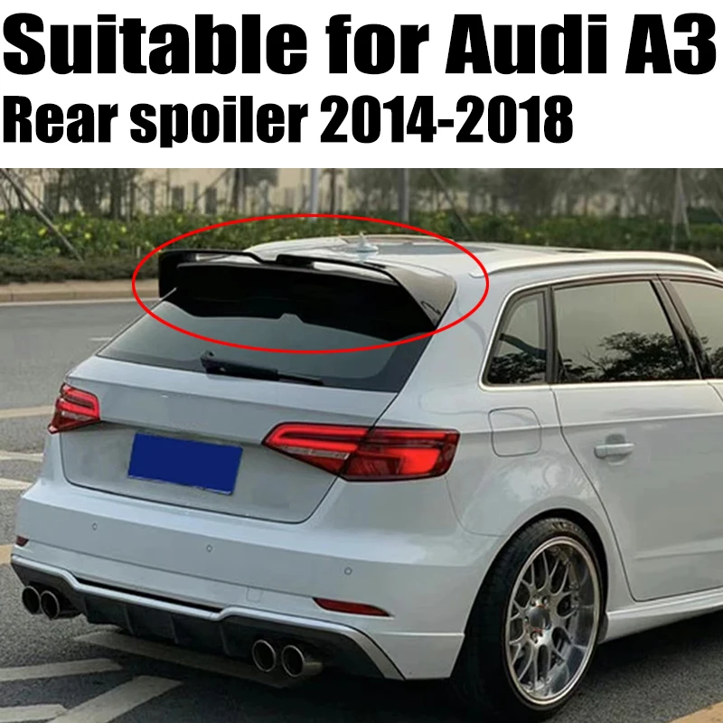 For Audi A3 S3 S Line 8V Hatchback 5Doors 2014-2018 High Quality ABS Plastic Rear Roof Spoiler Trunk Wing Boot Cover Accessories