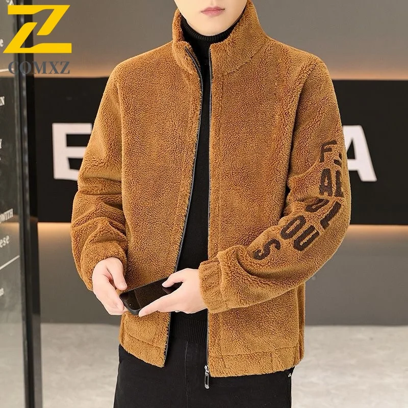 

COMXZ Men's Winter Jacket Thickened Style Ski Trip Warm Feature Snow Adventure Lamb Wool Jacket Plus Size Design Padding Coat