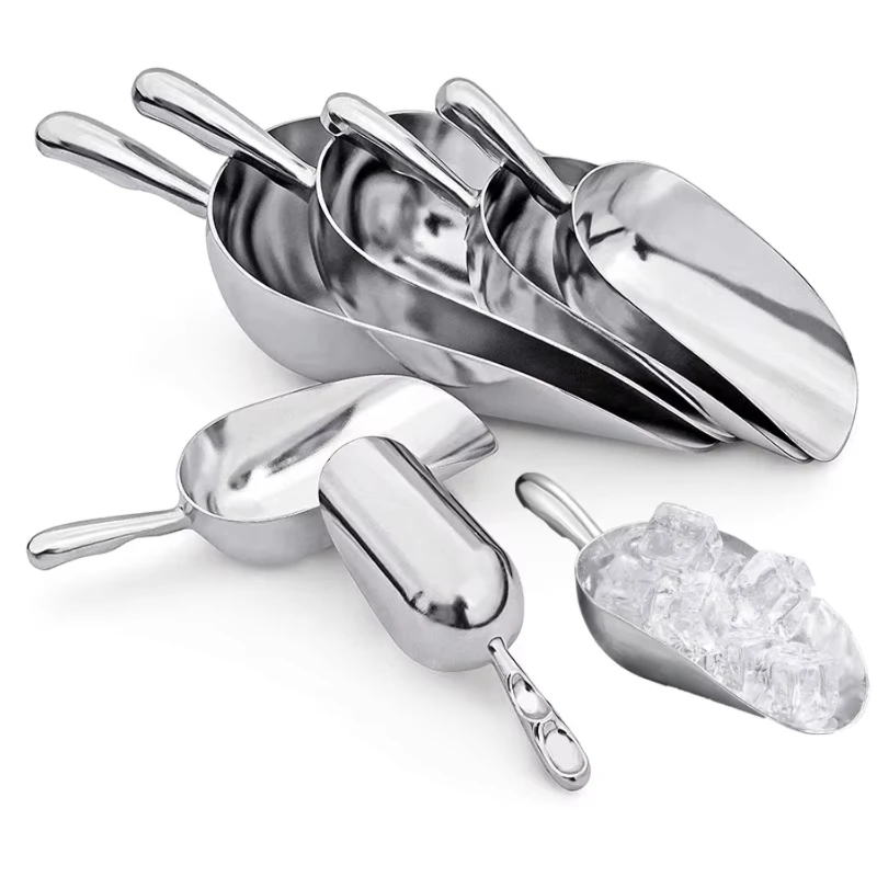 4-Size Aluminum Alloy Ice Shovel Scoop Multifunctional Grain Coffee Beans  Cube Scraper Measuring Spoon Kitchen Accessories