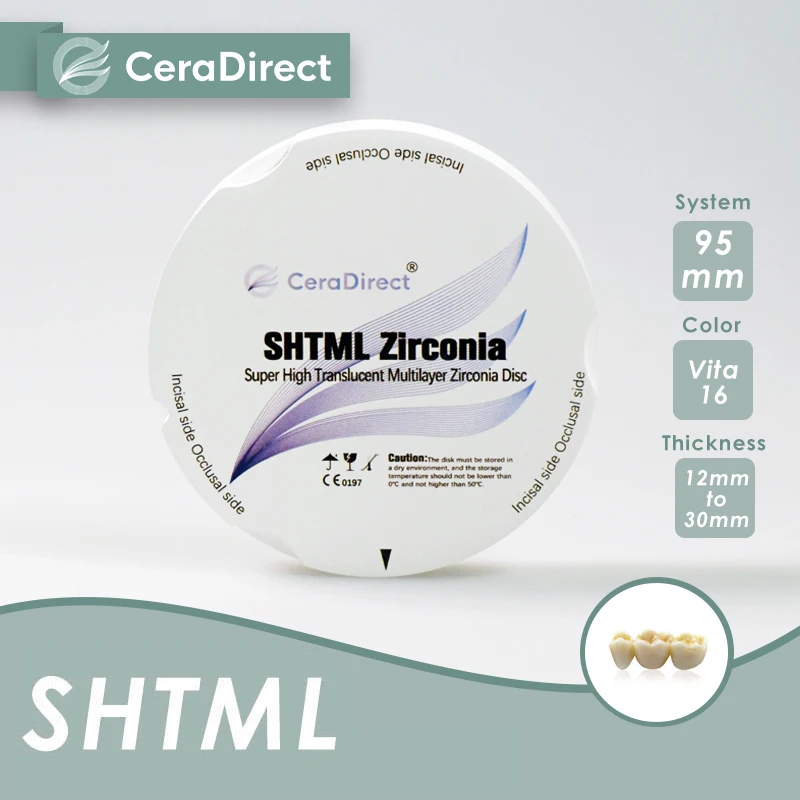 Zirconia multicapa Ceradirect SHTML para sistema Zirkon Zahn (95 mm) de espesor 20 mm —— para laboratorio dental CAD/CAM