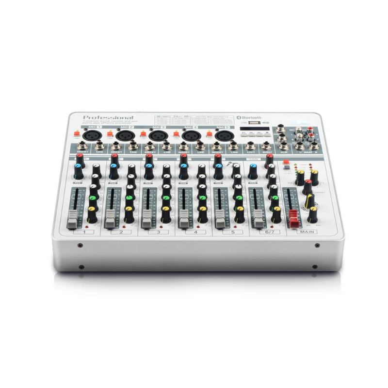 Professional Metal Karaoke Mixer with 2 Wireless Mics & Bluetooth 5-Channel 16 Effects for Home & Party Use