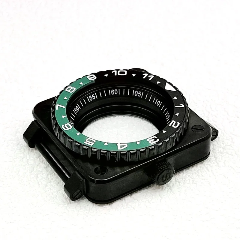 

42mm SKX007 NH35 Square Pilot Watch Case Fit For NH34 NH35 NH36 7S26 Movement Transparent Back Cover SKX007 Wacth Case Parts
