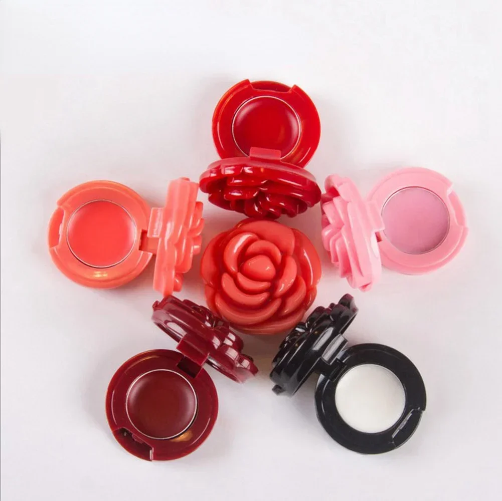 علبة ظلال عيون فارغة، صندوق أحمر الشفاه، حاوية تعبئة مستحضرات التجميل، موزع مكياج كريم الأساس قابل لإعادة الملء، شكل زهرة الورد