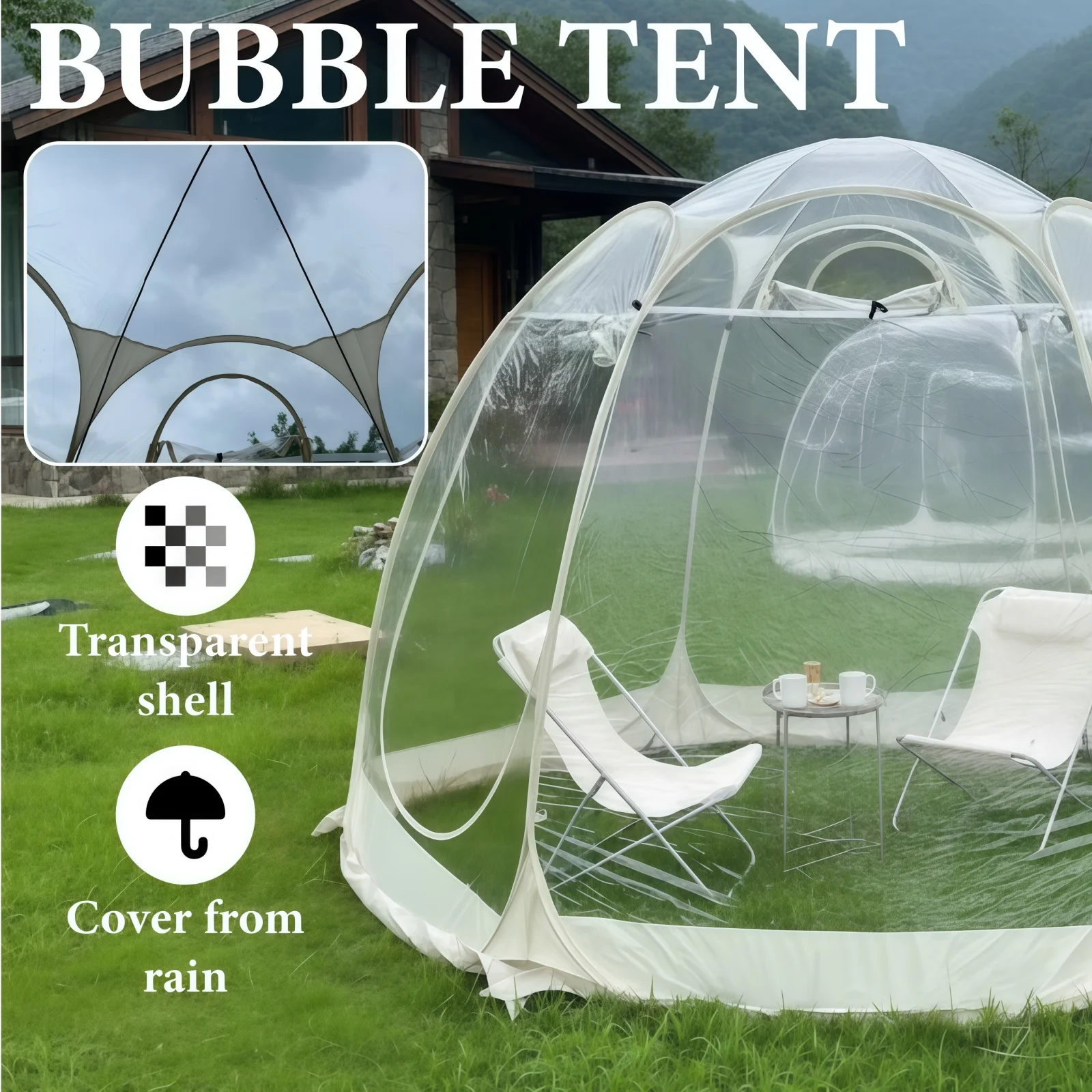Clear Bubble House Tent Transparent PVC Pop Up Lightweight Portable Backyard Garden Camping Picnic Outdoor Photo Booth