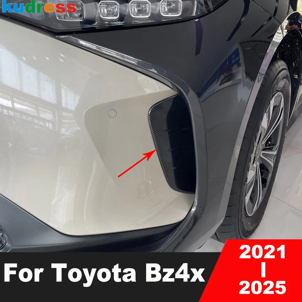 

Car Front Blad Cover Trim For Toyota Bz4x 2021-2023 2024 2025 Carbon Fiber Head Light Lamp Eyebrow Wind Knife Trims Accessories