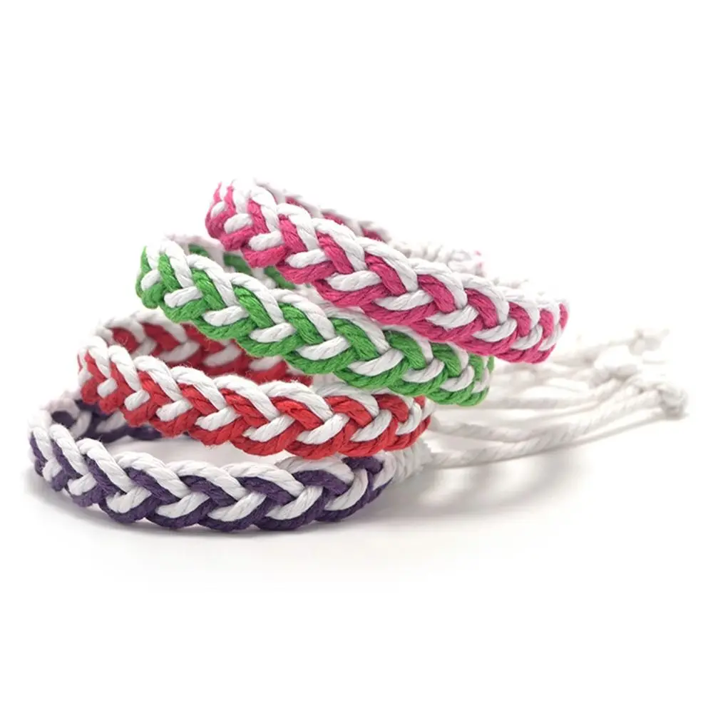 Multicolour Braided String Bracelet Cotton and Linen Handmade Colorful Woven Bracelet Ornament Adjustable Length Braid Bracelet