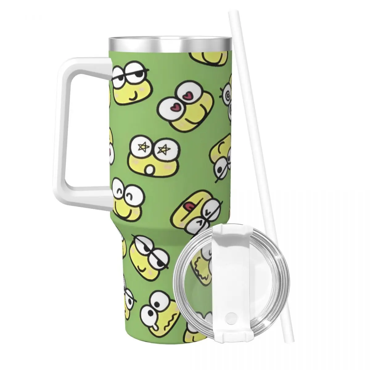 Sanrio Keroppi Stainless Steel Tumbler Travel Thermal Mug With Straws and Lid 40oz Mugs Cup Hot Drinks Water Bottle