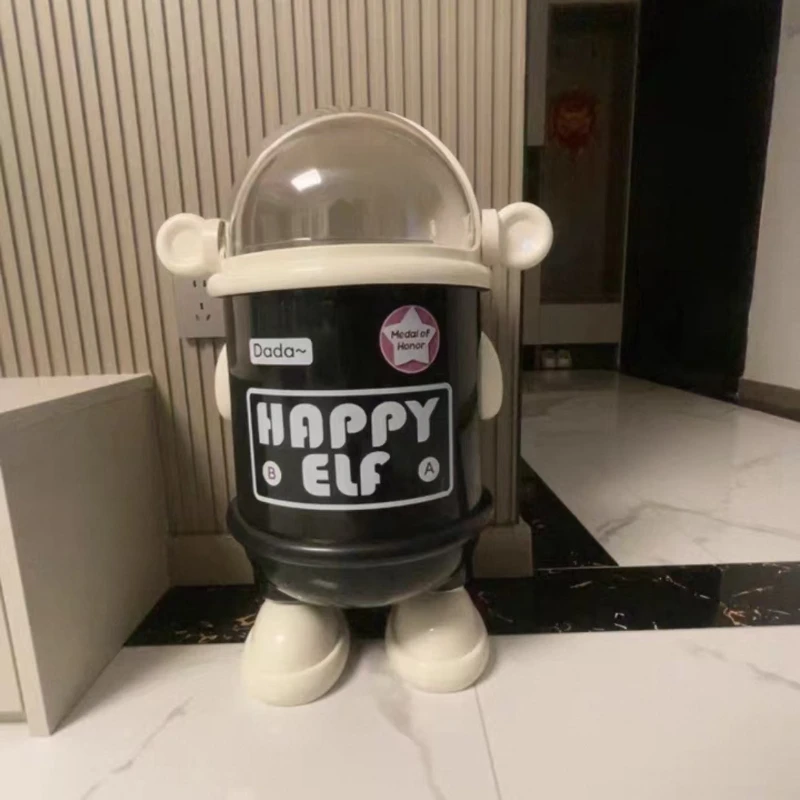 

Мусорный бак большой емкости для гостиной, модный мультяшный дизайн крышки, просторное мусорное ведро для спальни, большое отверстие с откидной крышкой