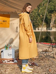 Yellow Long Rain Coat Women's Fashionable Raincoat Waterproof Poncho Detachable Rain Covers Hiking Cycling Couple Raincoats Gift