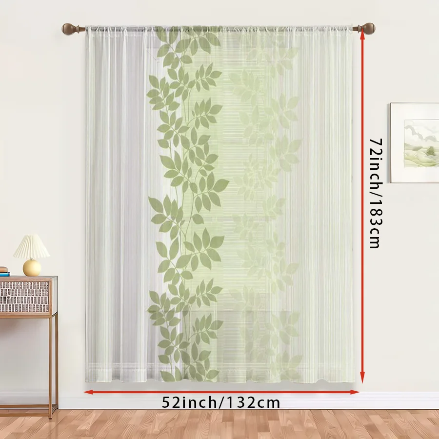 1PC Sheer Curtain Green Vine L - Curtain Rods ulasan dan harga