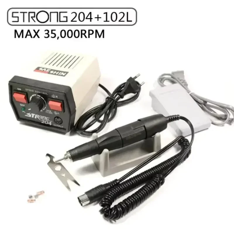 Herramientas de joyería para pulido de uñas, micromotor Strong 204 de Corea, herramientas de orfebrería, grabador 102, herramientas de pulido artístico.