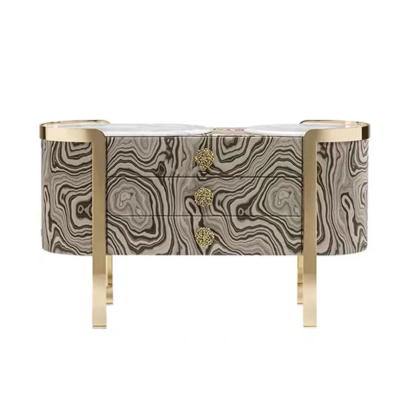 

Italian light luxury art entrance cabinet model room corridor wall-walled marble sideboard, bedroom creative storage cabinet