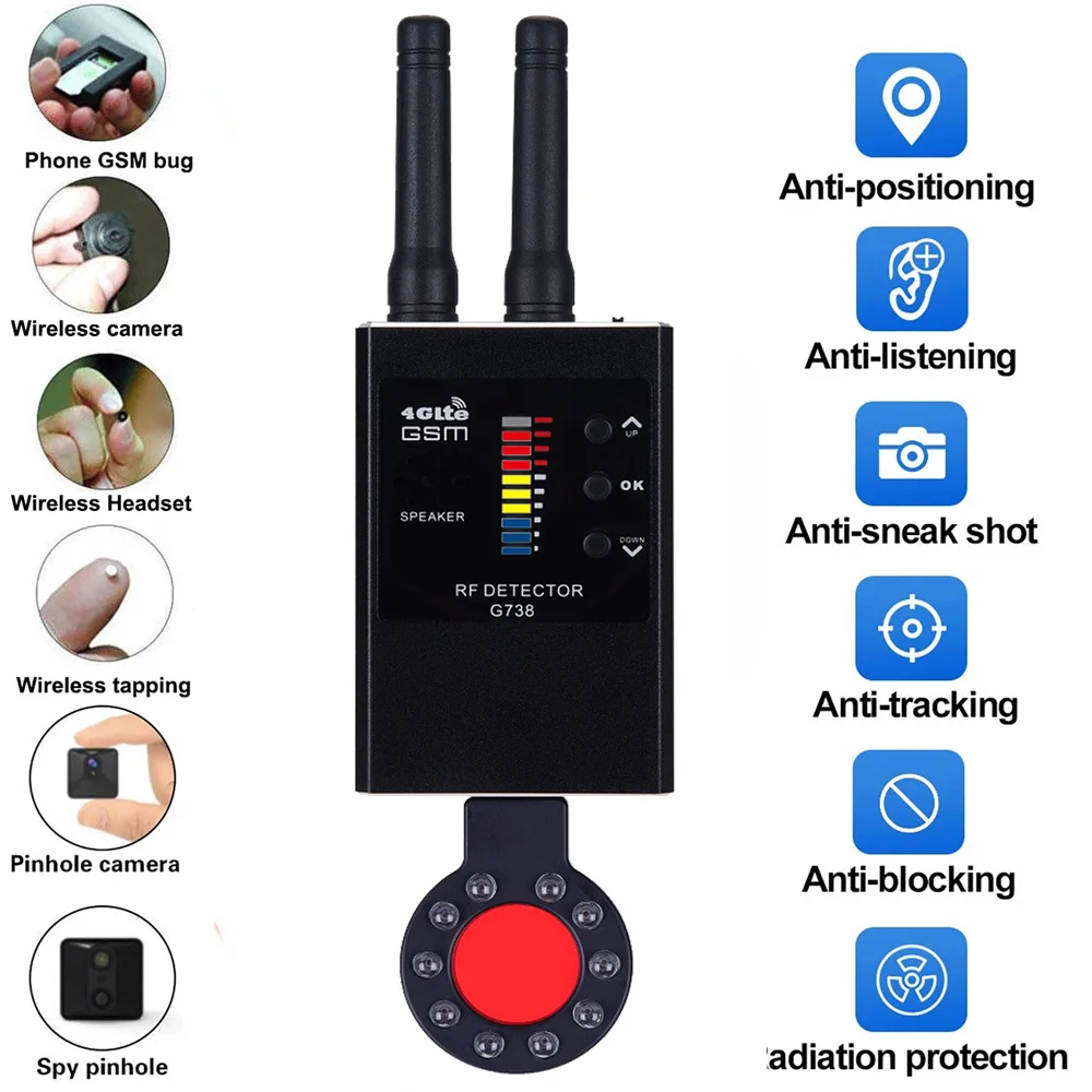 

Anti-Spy GPS Wireless Signal Automatic Detector Finder Frequency Scan Camera Detector GSM Audio Bug Finder IR RF Signal Tracker