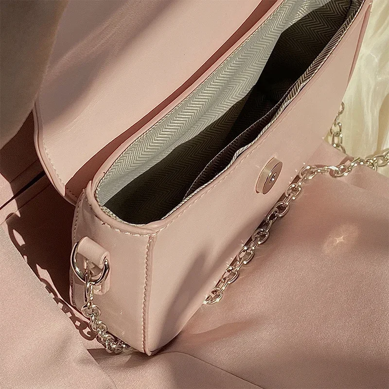 Pink Heart Girly Small Square Shoulder Bag Fashion Love Women Tote Purse Handbags Female Chain Top Handle Messenger Bags Gift