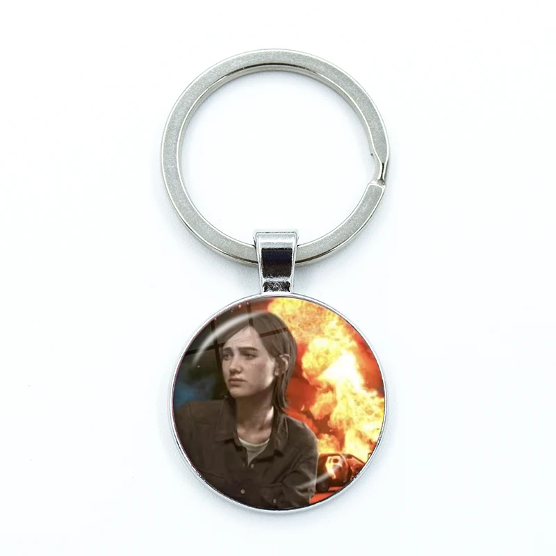 Pop Game The Last of us Ellie Williams Kawaii Funny Meme Glass Pendant Keychain Jewelry Charm Bag Souvenir Key Ring