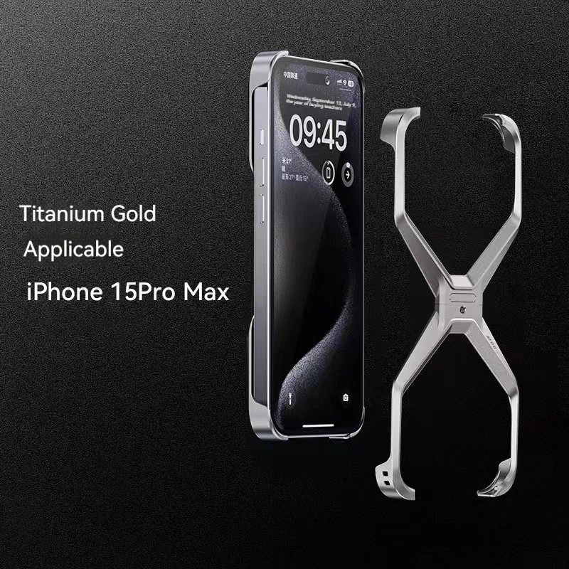 Aluminum Alloy Rimless X Type Bumper Bar For iPhone 14 15 16 ProMax Metal Heat Dissipation Removable Armor Shockproof Phone Case image 5