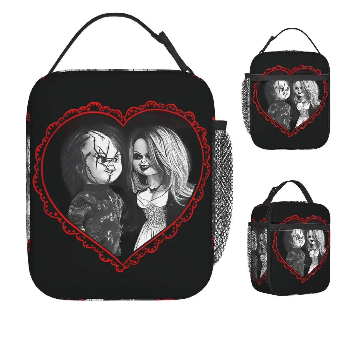 

Сумка для обеда с сердечком Чаки и Тиффани, удобная коробка для обеда, сумка-холодильник для пикника на открытом воздухе, забавная сумка-холодильник из Оксфорда, сумки для еды