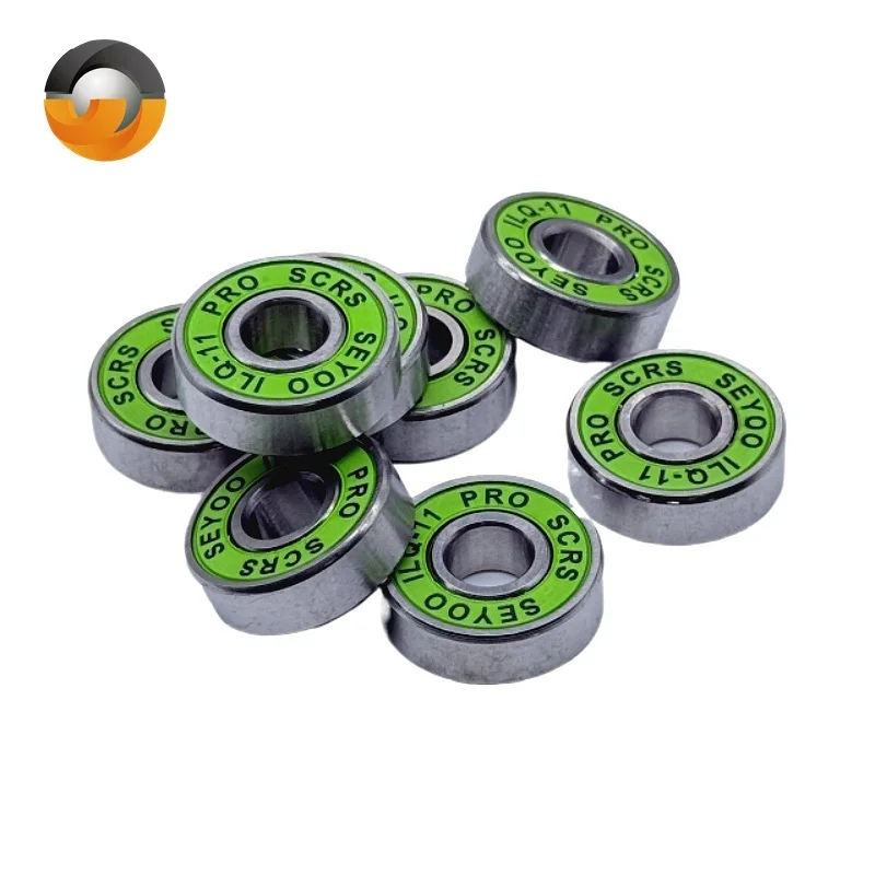 

8PCS 608RS ILQ-11 Green 8x22x7 mm Roller Skate Wheel Bearings ABEC-9 Deep Groove Miniature Ball Bearings for Skateboard