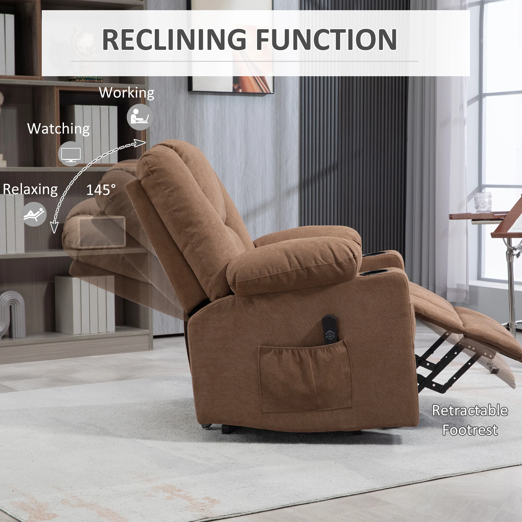 HOMCOM Riser and Recliner Chair w/ Remote, Lift Chair for Elderly