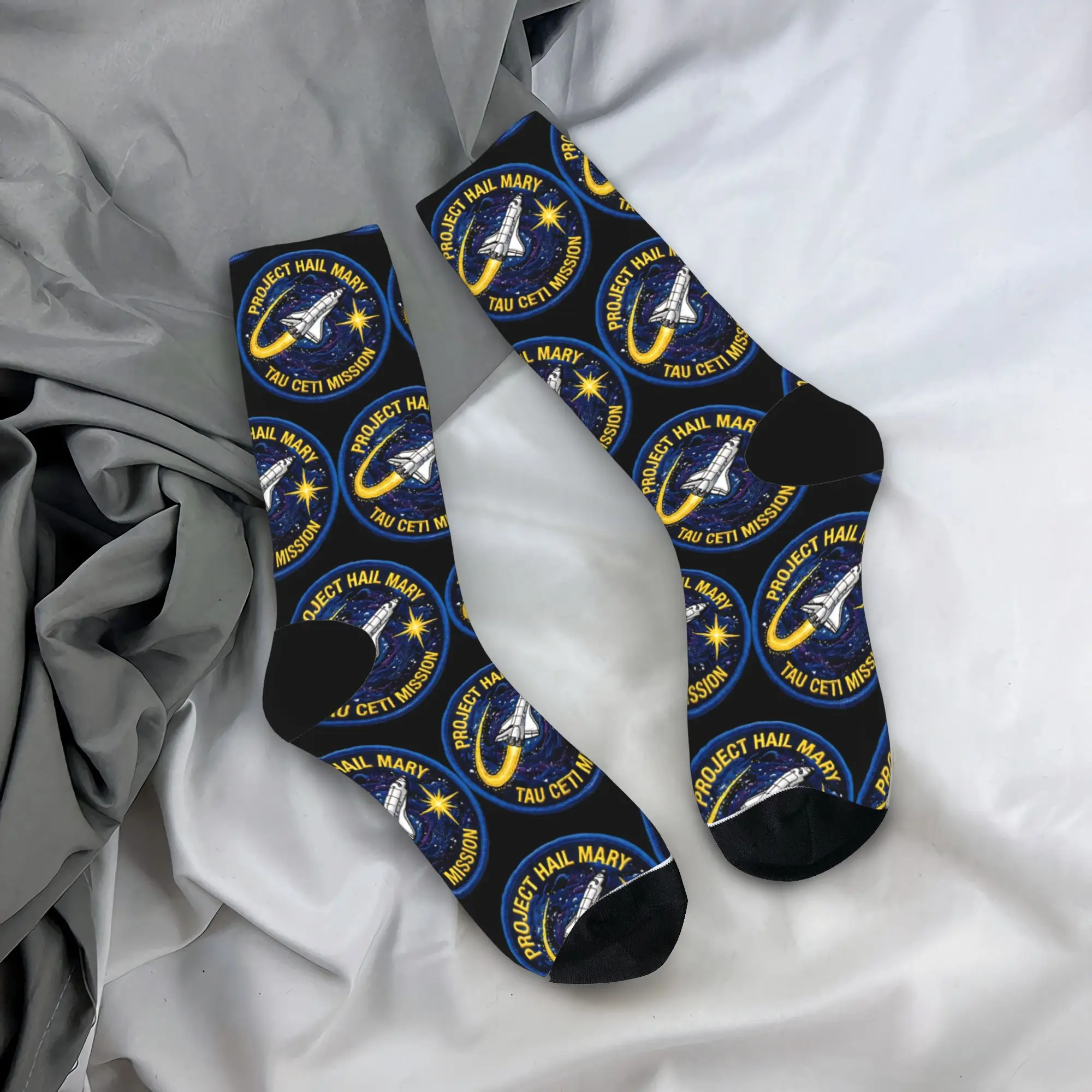 Project Hail Mary Tau Ceti Mission Patch Socks Leisure Stockings Autumn Anti Slip Couple Socks Comfortable Pattern Running Socks