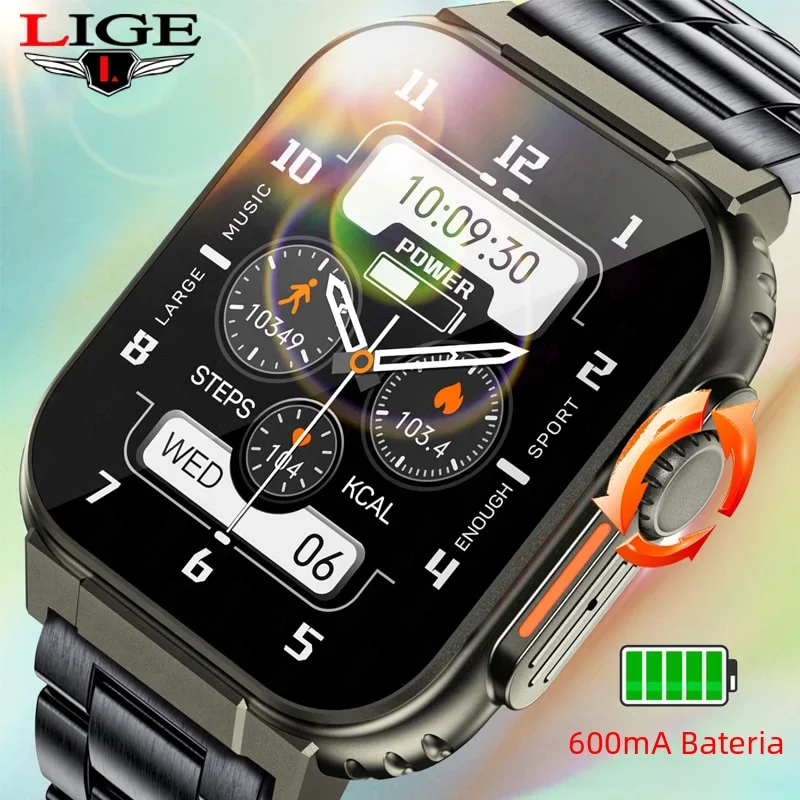 AMOLED Smartwatch Impermeável para Homens e Mulheres, Tela HD, Bluetooth Call, 600mAh Bateria Grande, 100 + Sports Fitness Tracker, Homem