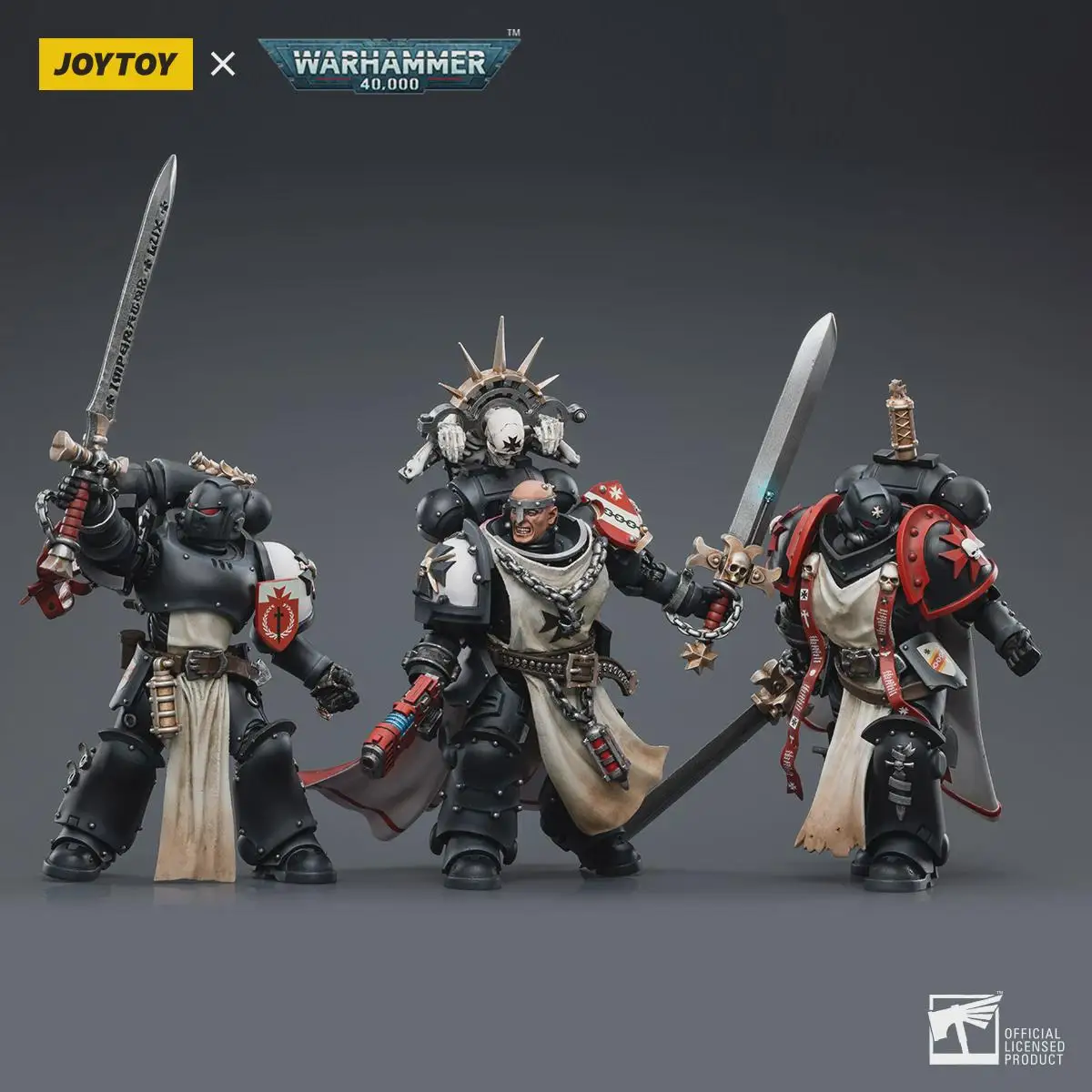 JOYTOY Warhammer Black Templari Maresciallo Baldeckrath Eberwulf & Rolantus 1:18 Figure Modello di gioco Mecha Collezione di giocattoli Ornamento