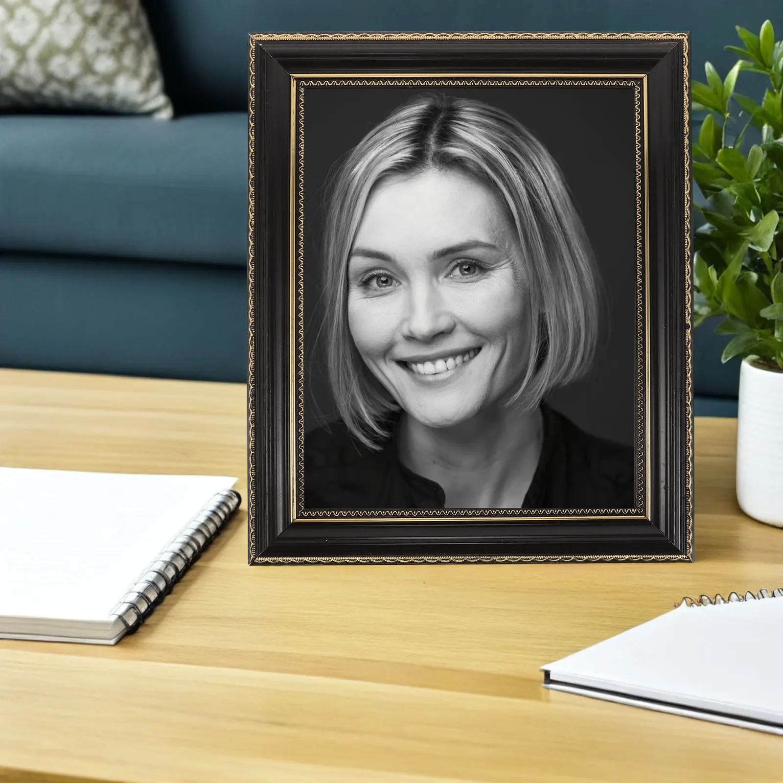Vintage Wood Photo Frame 10Inch Solid Wood Memorial Picture Frame for Wall Hanging Tabletop Rustic Retro Style Remembrance Decor