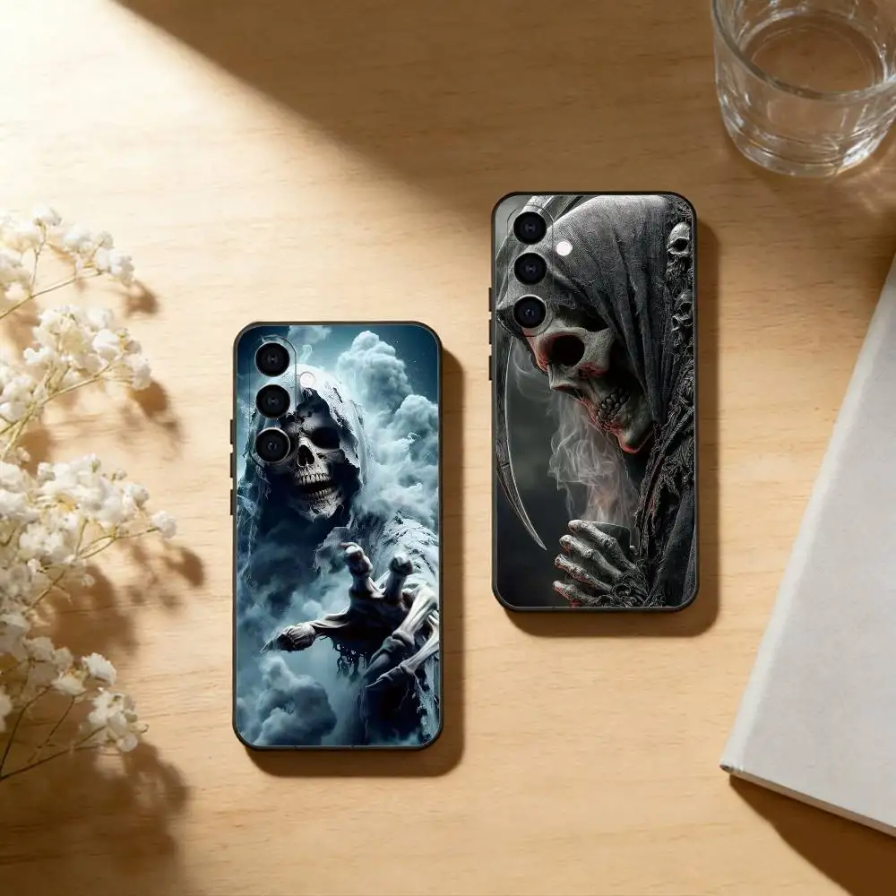 Grim Reaper Skull Skeleton Phone Case For Samsung Galaxy A73,A72,A71,A70,A53,A52,A51,Others Soft Black Cover