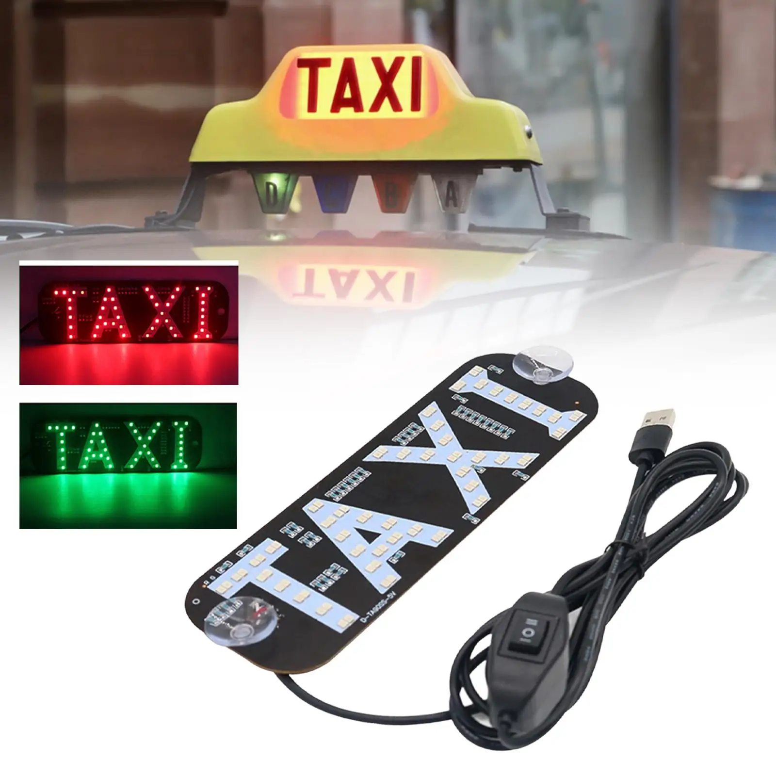 Car Led Lights Taxi Sign Dual Color Easy Install USB Powered Interior Accessory for Enhanced Visibility