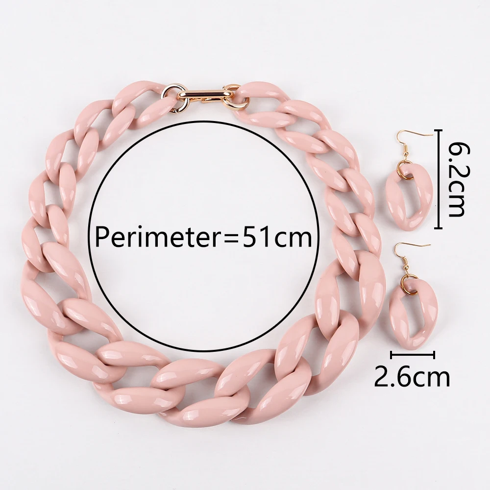 FishSheep Statement Acrylic Big Chunky Chain Choker Necklace for Women Resin Link Chain Collar Necklace Set 2022 Fashion Jewelry