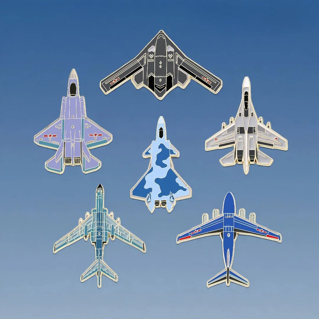 6pcs Creative Fighter Jets Airplane Enamel Pins Metal Badge Brooches Clothing Backpack Accessories Jewelry Gifts for Friends