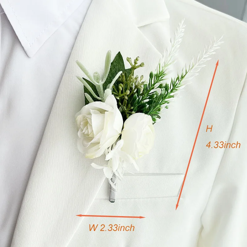 Groom Boutonniere uomo spilla vestito corpetto da sposa Buttonhole fiori da sposa rose di seta artificiale accessori per il matrimonio del partito