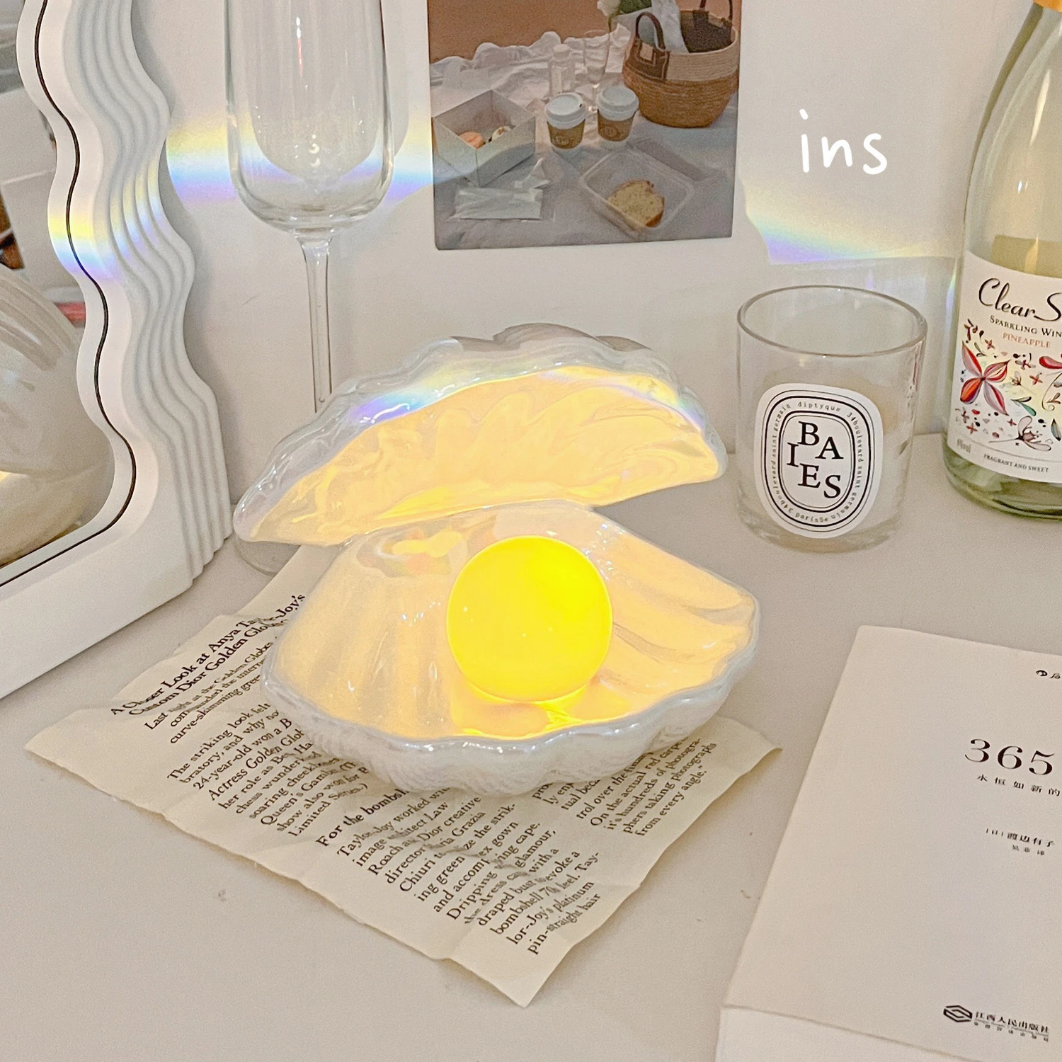 Anime Love and Deepspace Xavier Rafayel Cosplay Accessory Light Luminous Ornament Jewelry Tray DIY Handmade Night Shell Lamp