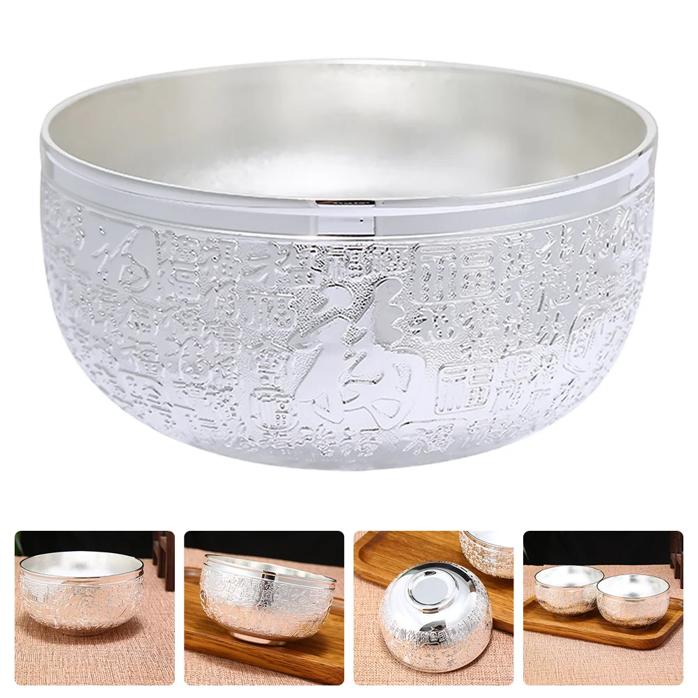 الإبداعية الفضة سبائك معدنية السلطانية متعددة الوظائف المنزلية المطبخ الطعام تخدم السلطانية تخزين المواد الغذائية سلطة حساء الأرز الحلوى هدية