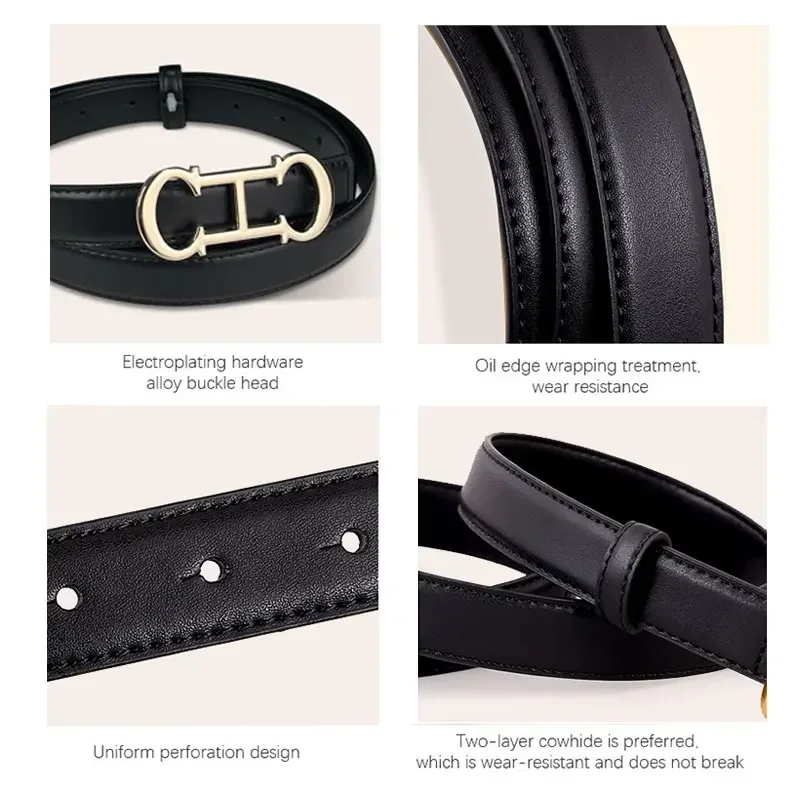 

Women's Leather Belt All-in-one Denim Personality Ins Style Decorative Alloy Waistband Dress Thin Belt Belts for Women