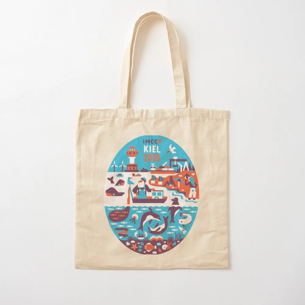 IMCC6 oval logo Tote Bag eco bag folding Canvas bag Portable shopping Women's