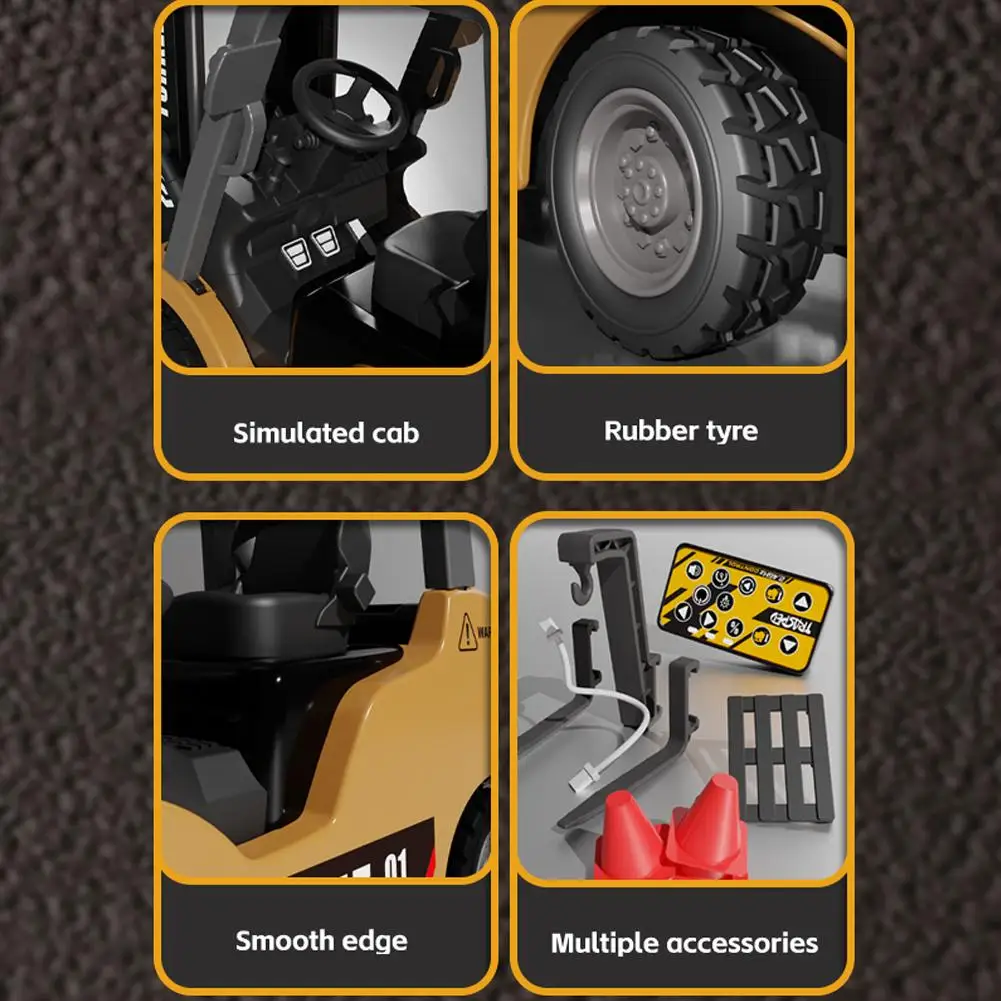 Mini wózek widłowy RC z metalu, skala 1:64, zdalnie sterowany przez Bluetooth, model pojazdu inżynieryjnego na biurko, zabawny pojazd inżynieryjny