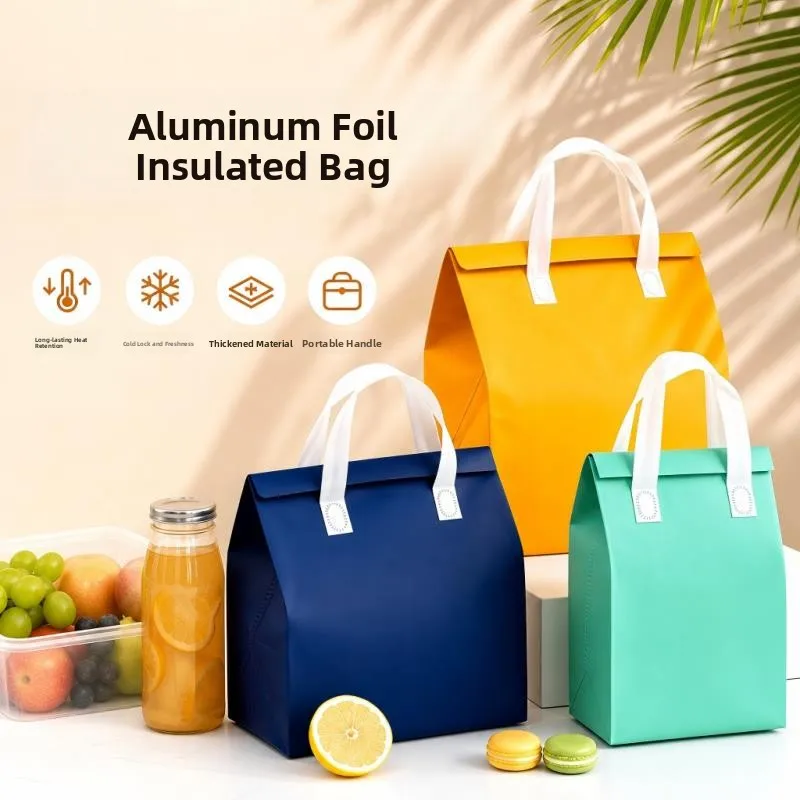 Large Size Aluminum Foil Insulated Bag Takeaway Packaging Handheld Food Delivery Bag Cake Freshness Preservation Refrigeratio...