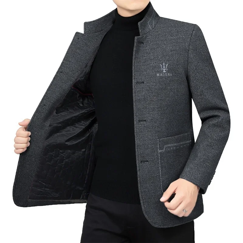 New Winter Men Formal Wear Business Woolen Blazers Jackets Casual Suits Coats Male Cashmere Quality Slim Blazers Jackets Coats 4