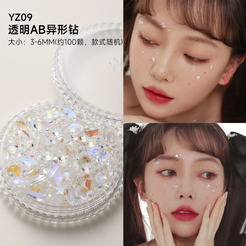 1 boîte yeux visage maquillage Patch papillon diamant décoration du visage perle adhésif strass paillettes paillettes bricolage Nail Art décor