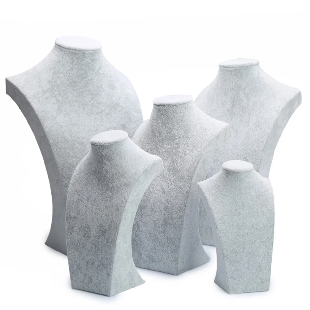 

Jewelry Bust Stand Organizer Necklace Holder Jewelry Bust Display Stands For Home Retail Stable Wide Base Grey